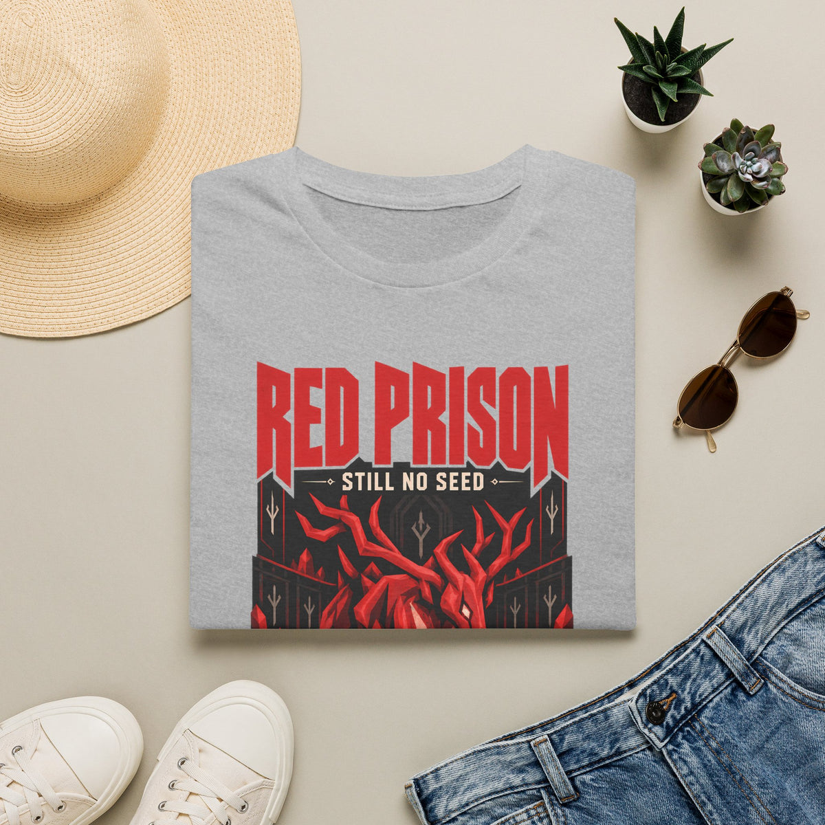 Red Prison OSRS Runescape Inspired T-Shirt - 'Still No Seed' Graphic Tee