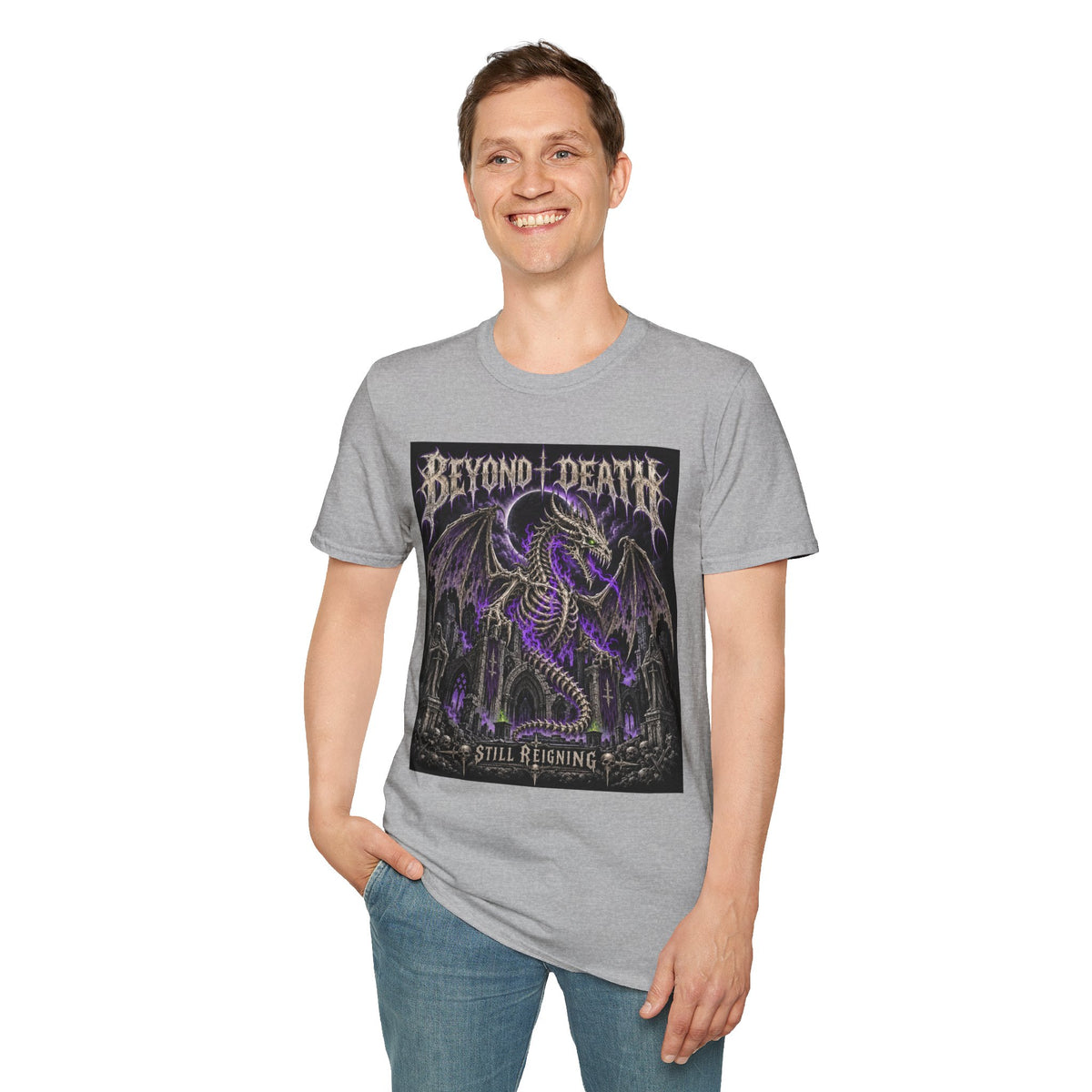 Beyond Death Dragon T‑Shirt — Gothic Purple Dragon Graphic Tee