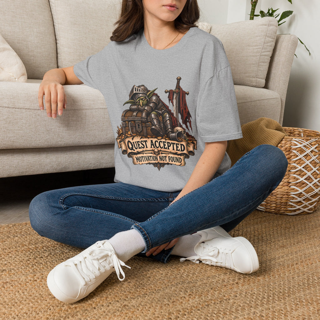 Quest Accepted T‑Shirt | Fantasy Gamer Tee (Motivation Not Found)
