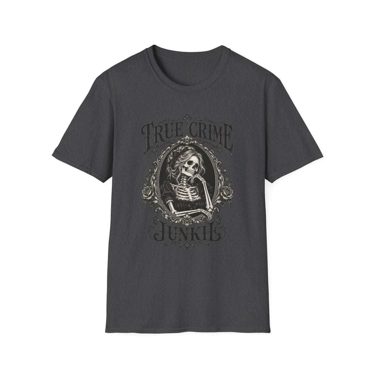 True Crime Junkie | Skeleton Portrait Graphic Tee