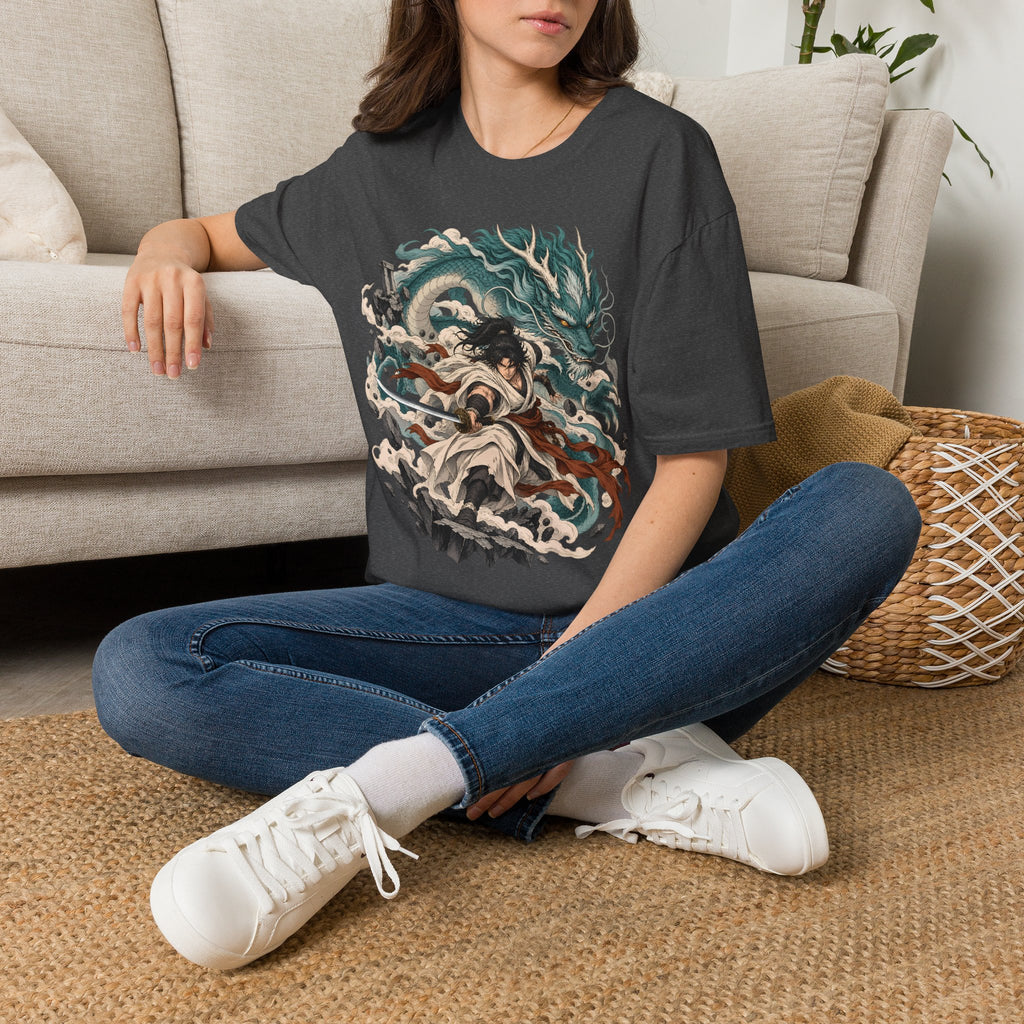 Mythic Dragon Warrior | Japanese Samurai and Serpent T Shirt