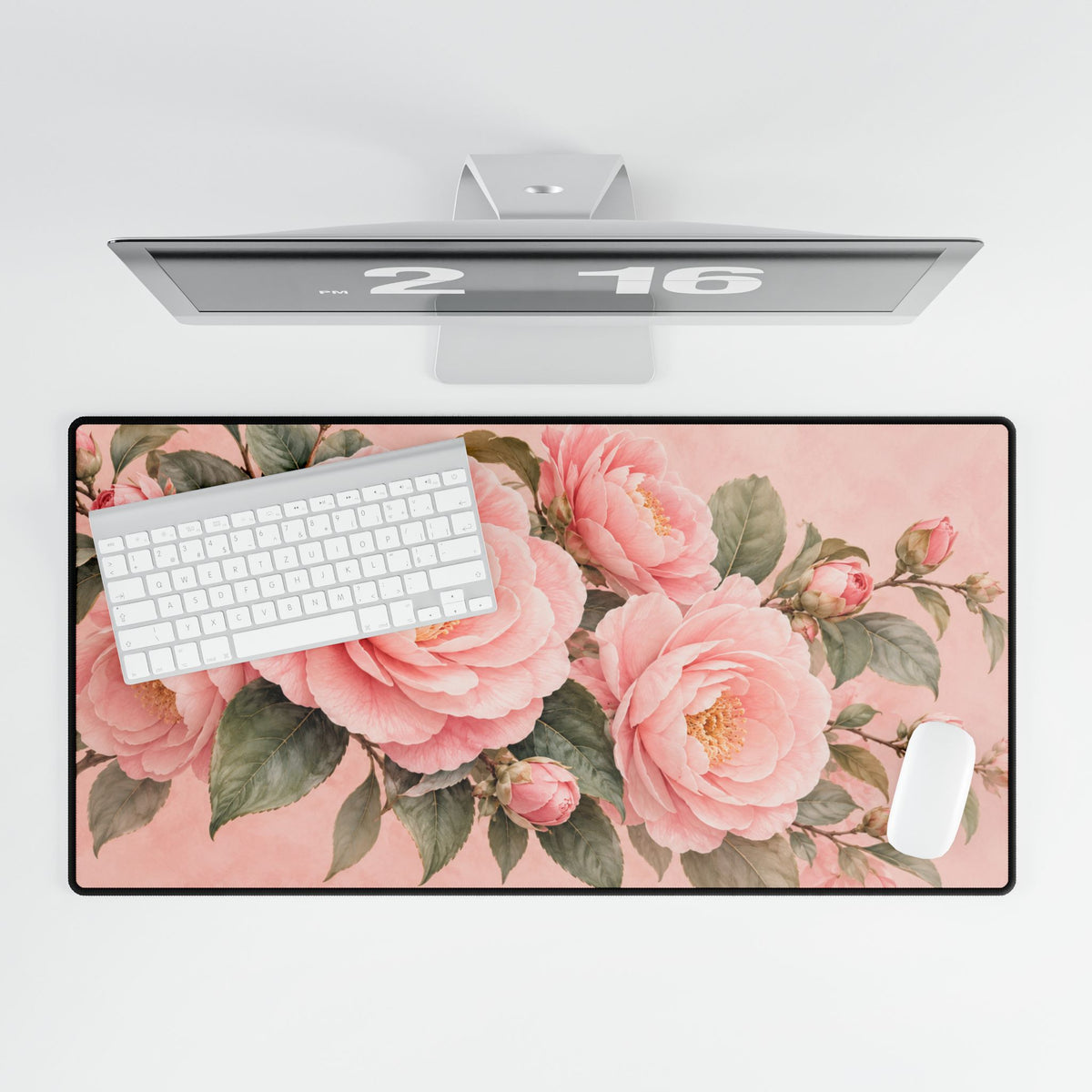 Pastel Pink Camellia Flowers Botanical Wall Art - Pastel Floral Design