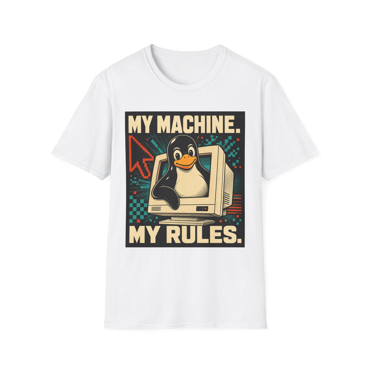 Retro Tux Penguin Tee — "My Machine, My Rules" Vintage Computer T-Shirt
