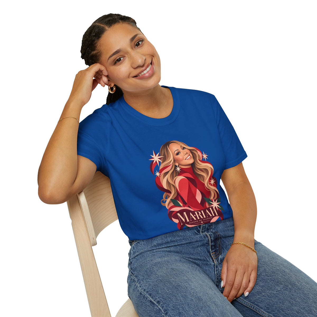 Mariah Carey | Holiday Diva Graphic Tee | Retro Red Star Portrait