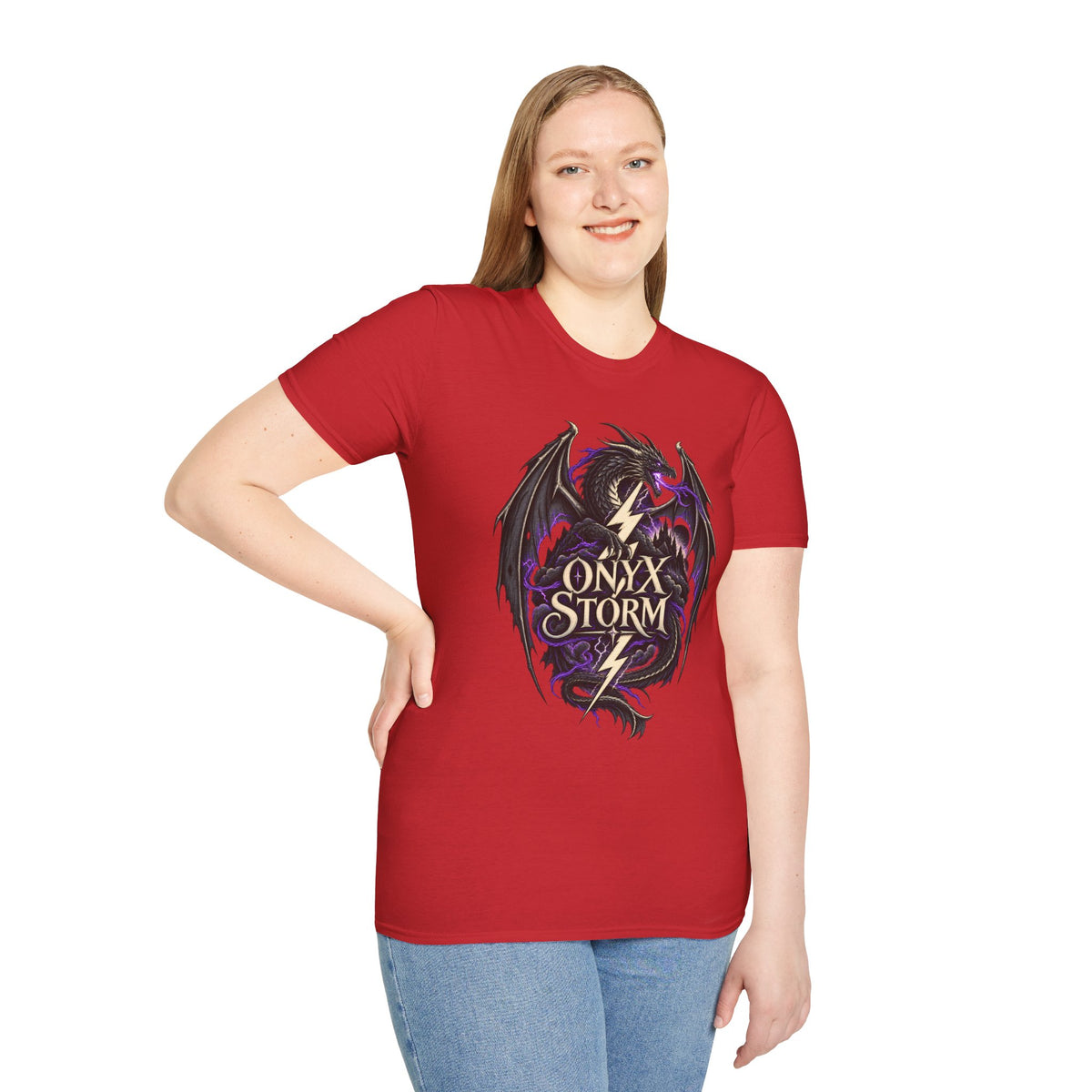 Onyx Storm Dragon T-Shirt | Book Inspired Gothic Lightning Fantasy Tee