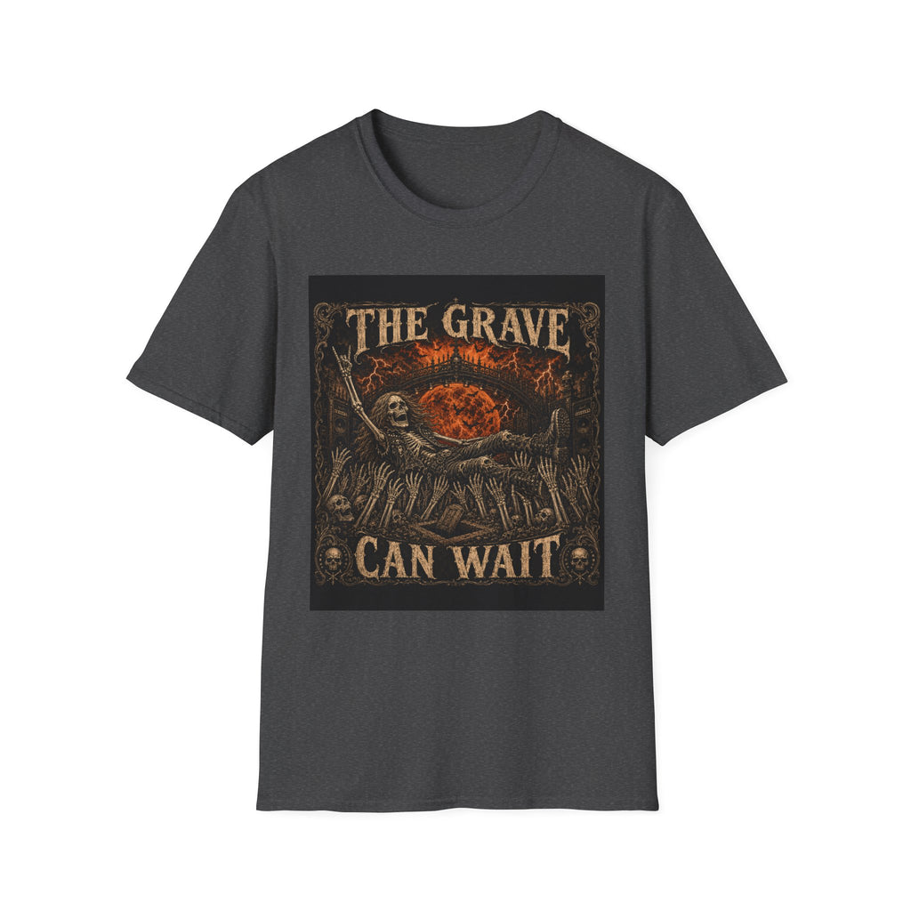 The Grave Can Wait T-Shirt — Vintage Skeleton Rock Gothic Tee