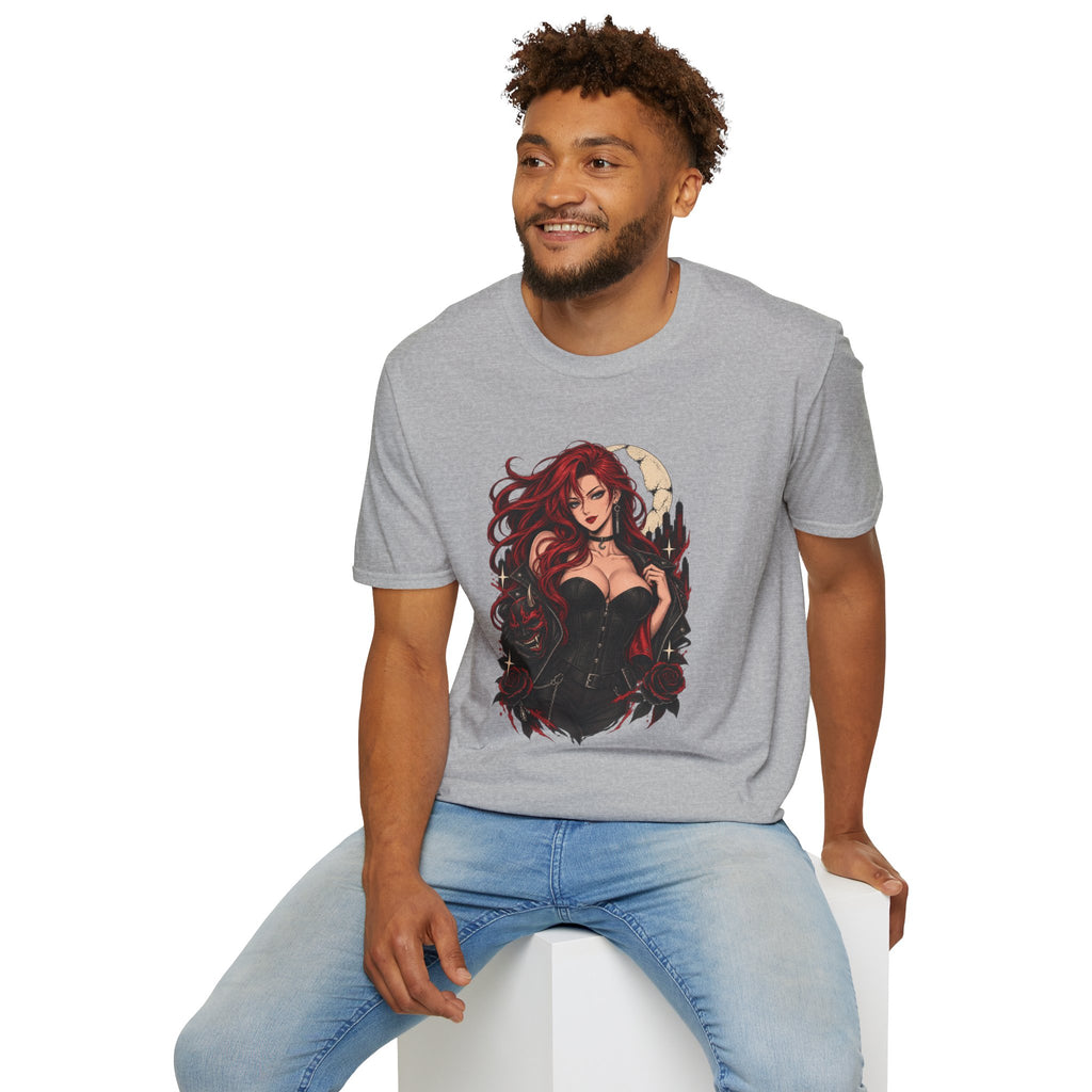 Crimson Dusk | Sexy Gothic Hannya Mask Pin up Woman T-Shirt