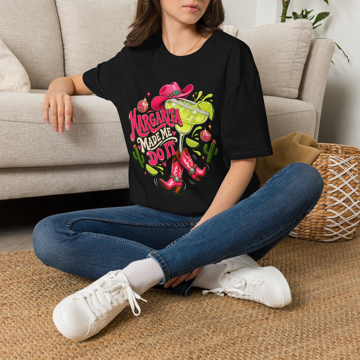 Margarita Made Me Do It | Fun | Cowgirl | Lime Cocktail Graphic Tee