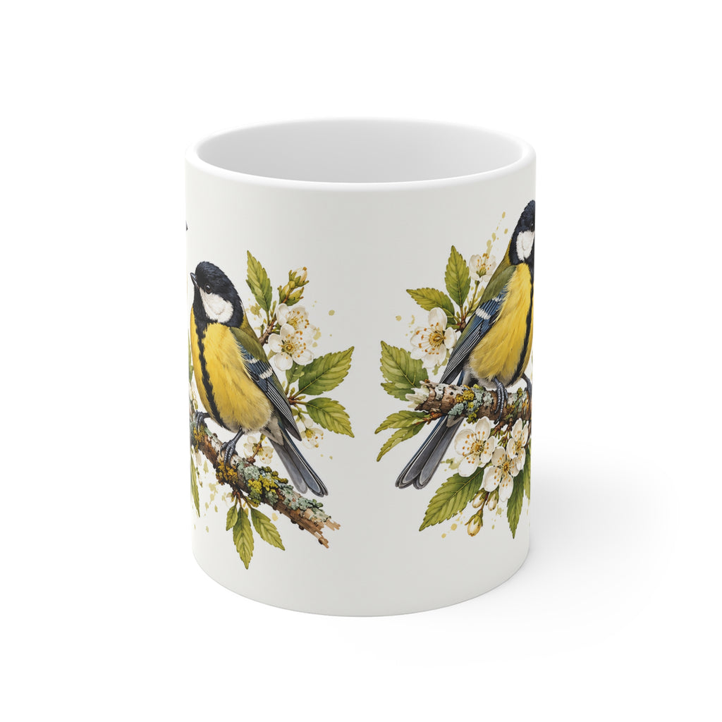 Blue Tit Songbird Coffee Mug | Birds on Blossoming Branches Ceramic Mug Gift