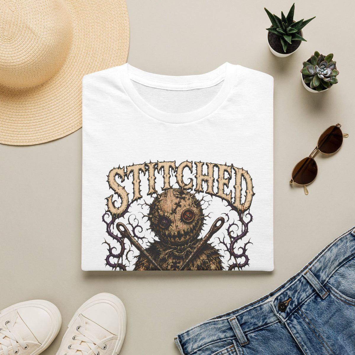 Stitched With Spite Knitting / Crochet T-Shirt - Gothic Voodoo Patchwork Tee
