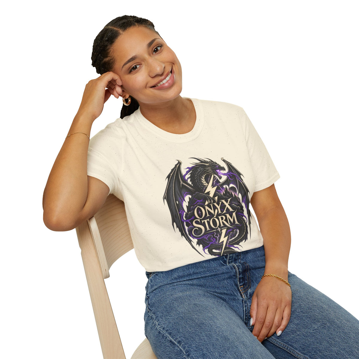 Onyx Storm Dragon T-Shirt | Book Inspired Gothic Lightning Fantasy Tee
