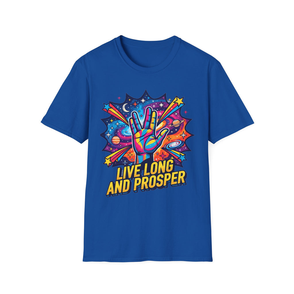Live Long and Prosper T-Shirt — Colorful Space Vulcan Salute Tee