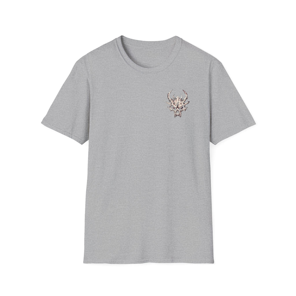Demon Skull Chest Tee — Gothic Horned Skull T-Shirt