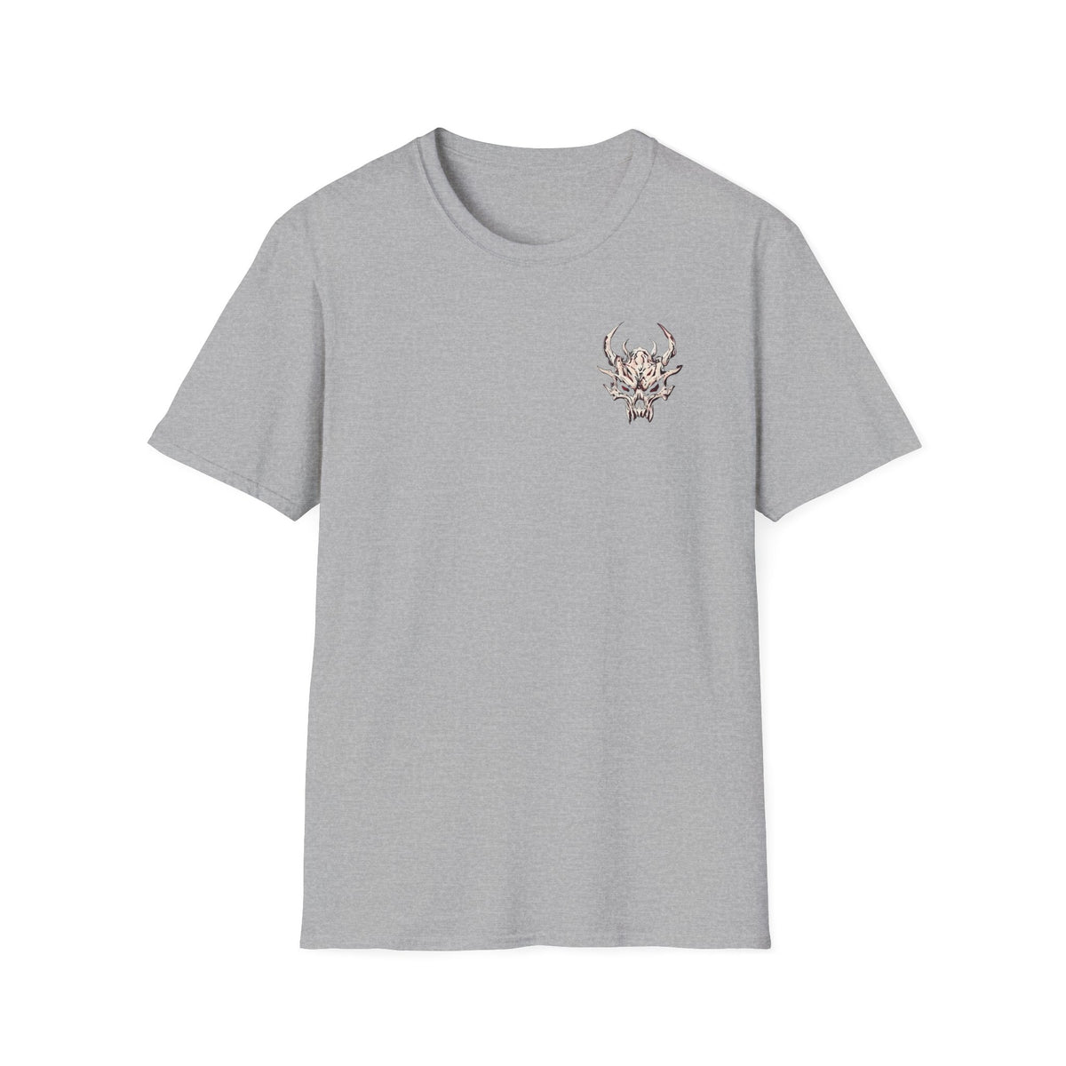 Demon Skull Chest Tee — Gothic Horned Skull T-Shirt