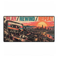 Mouse Pad | Retro 'Play / Rewind / Repeat' | Vintage Cassette Sunset Gaming Desk Mat