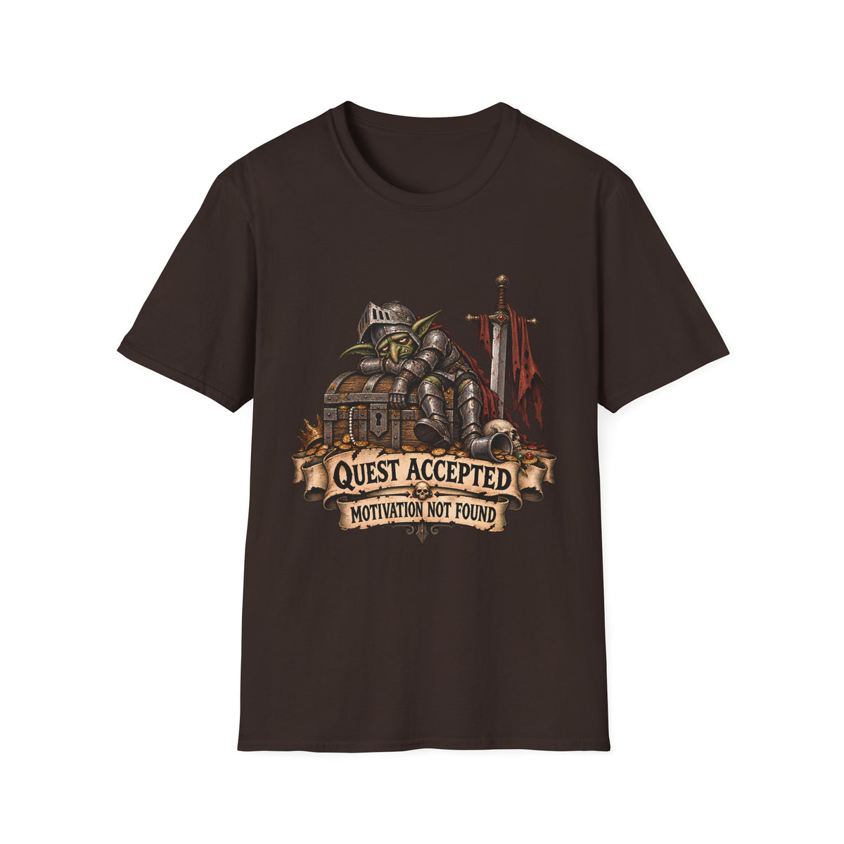 Quest Accepted T‑Shirt | Fantasy Gamer Tee (Motivation Not Found)