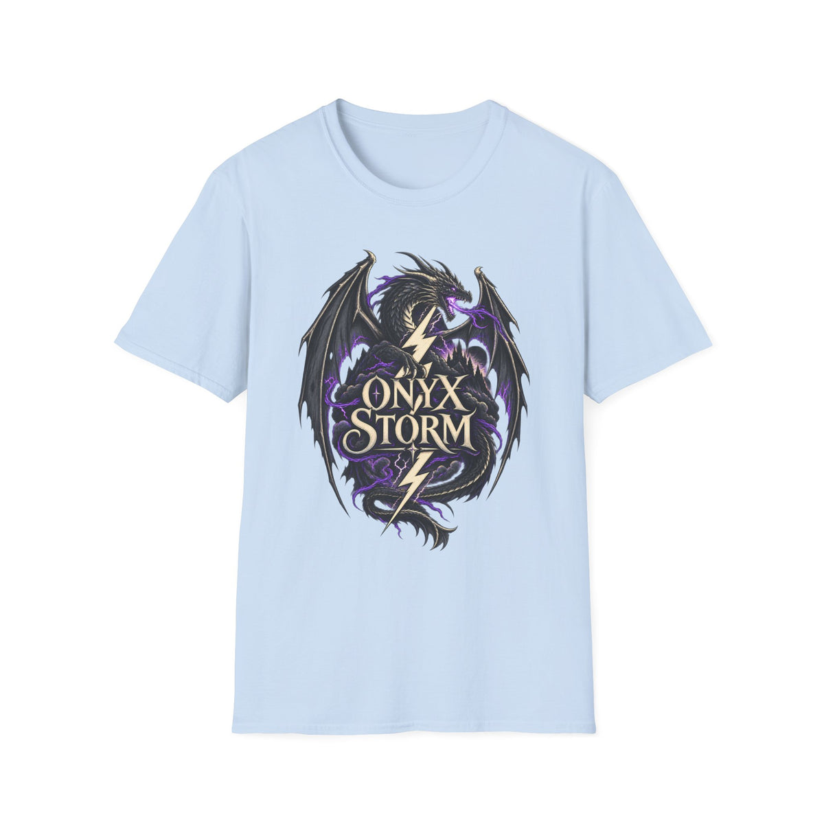 Onyx Storm Dragon T-Shirt | Book Inspired Gothic Lightning Fantasy Tee