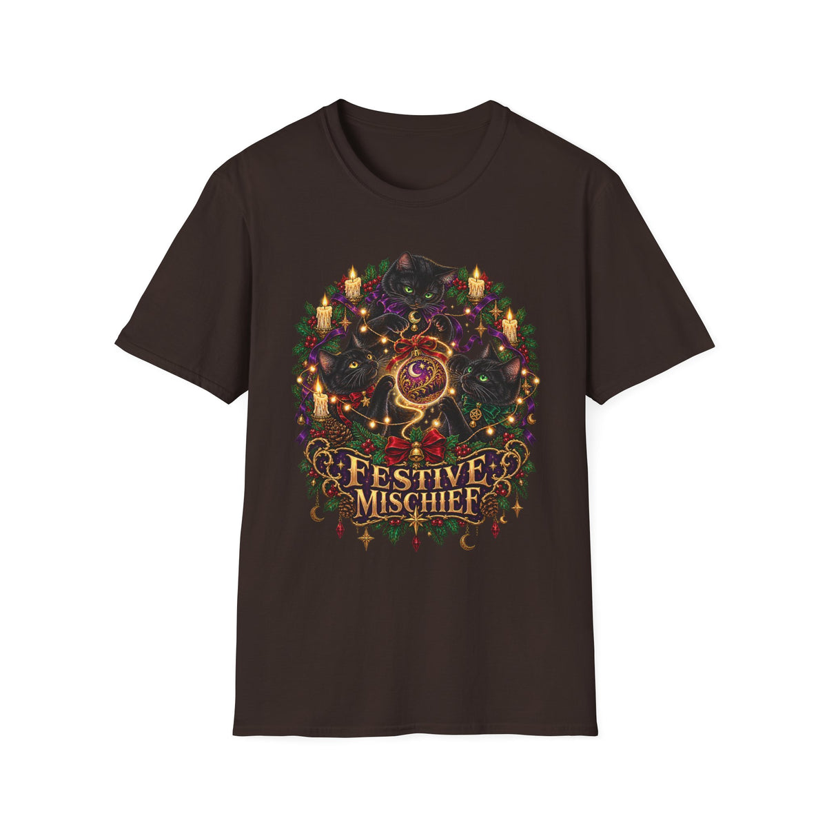 Festive Mischief | Cat Lover Christmas Holiday T-Shirt