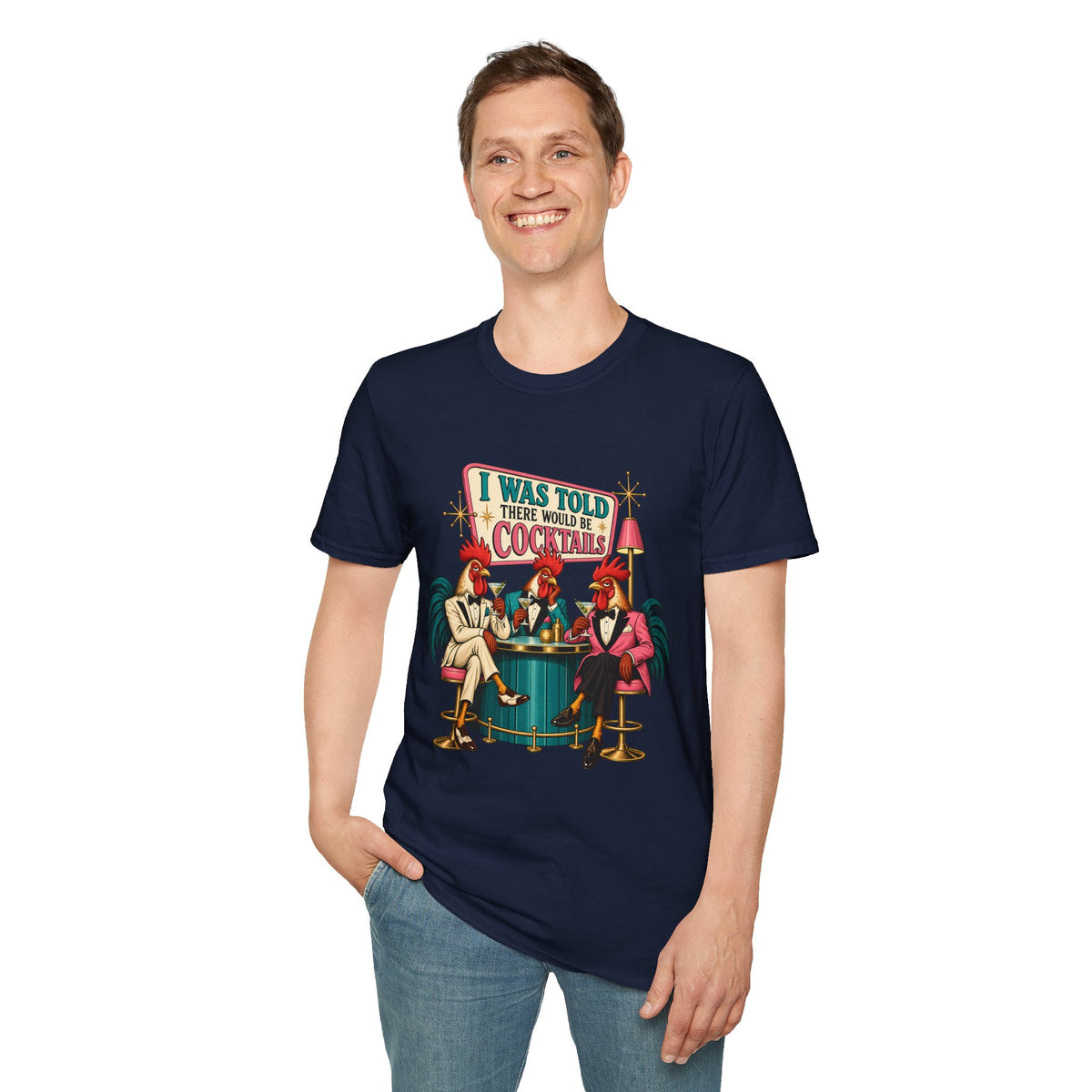 I Was Told There Would Be Cocktails T-Shirt | Retro Flamingo Bar Cocktail Tee