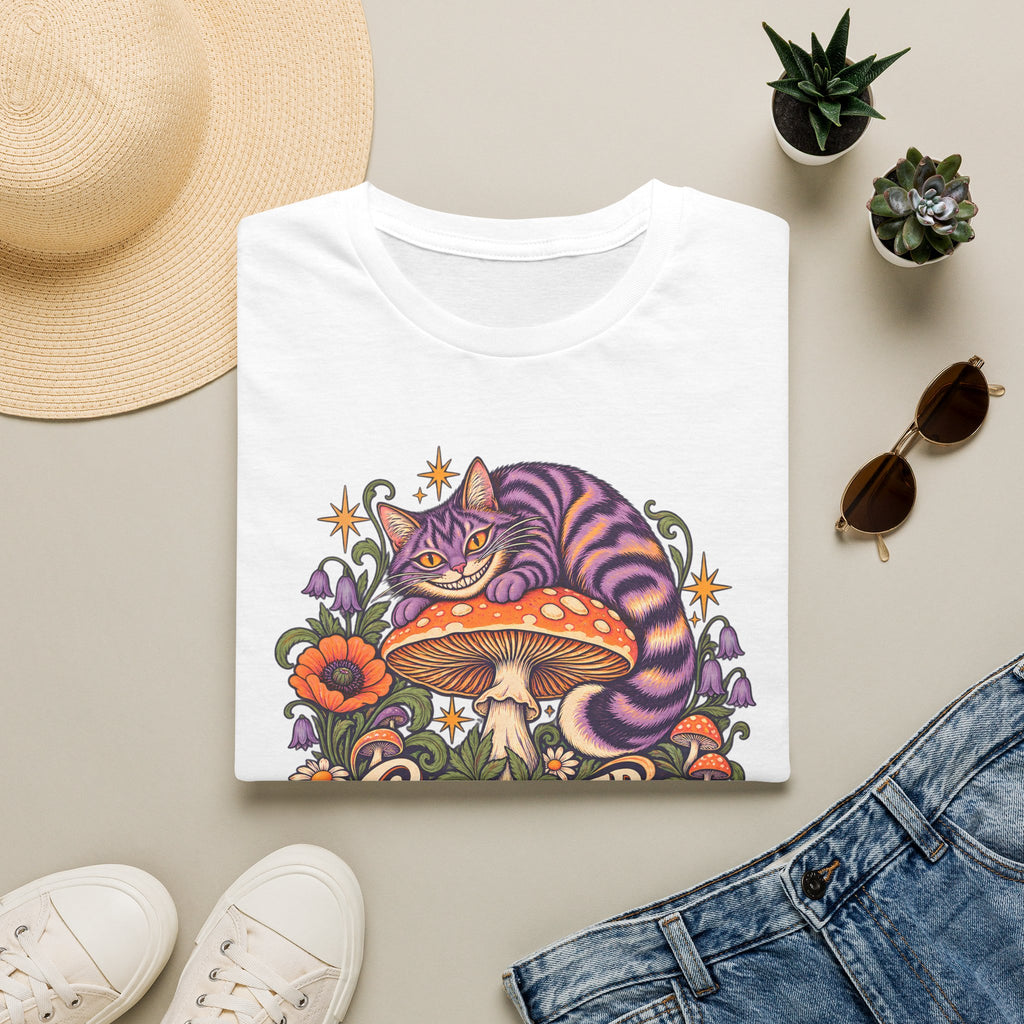 Cheshire Cat | Curiouser & Curiouser | Whimsical Mushroom Design Graphic Shirt