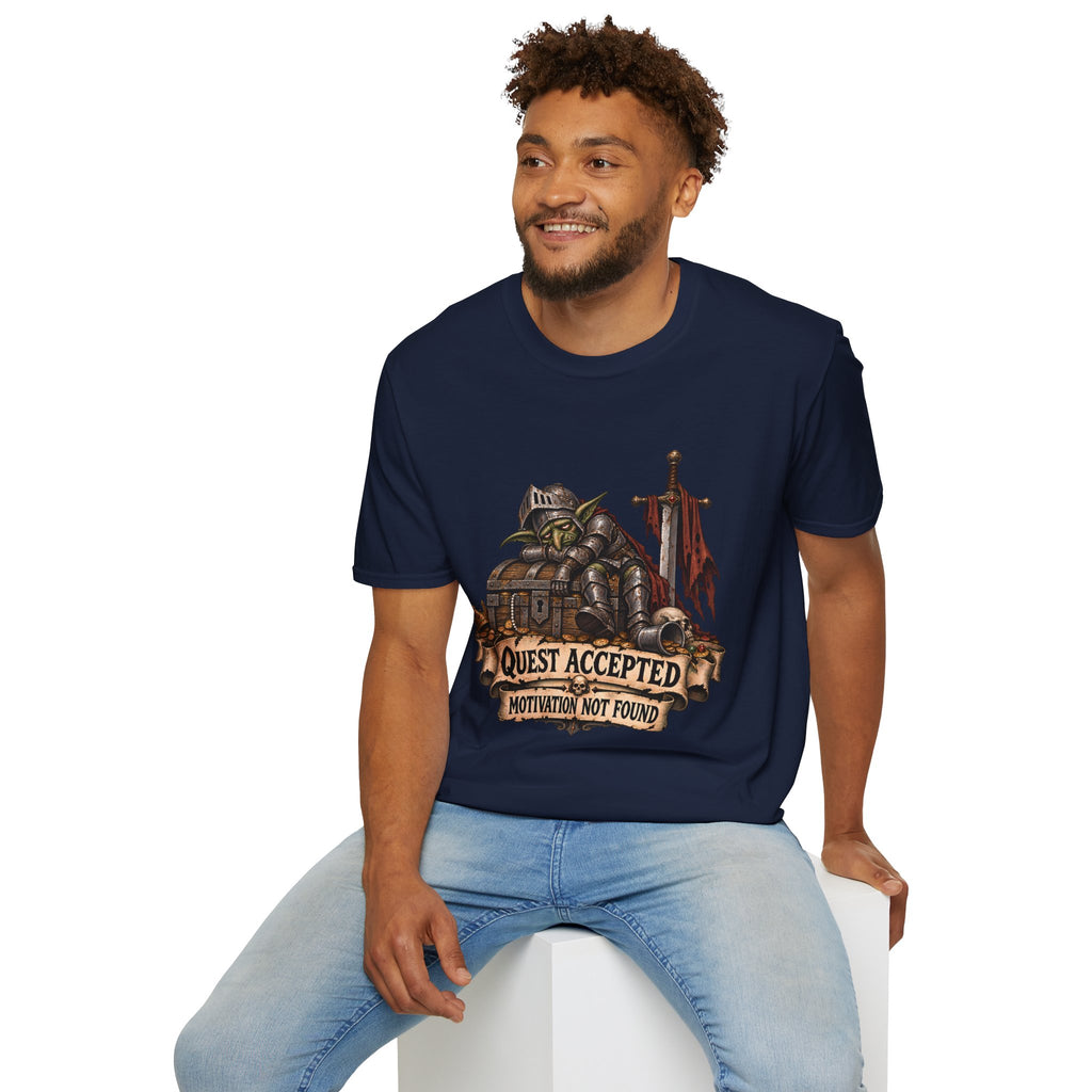 Quest Accepted T‑Shirt | Fantasy Gamer Tee (Motivation Not Found)