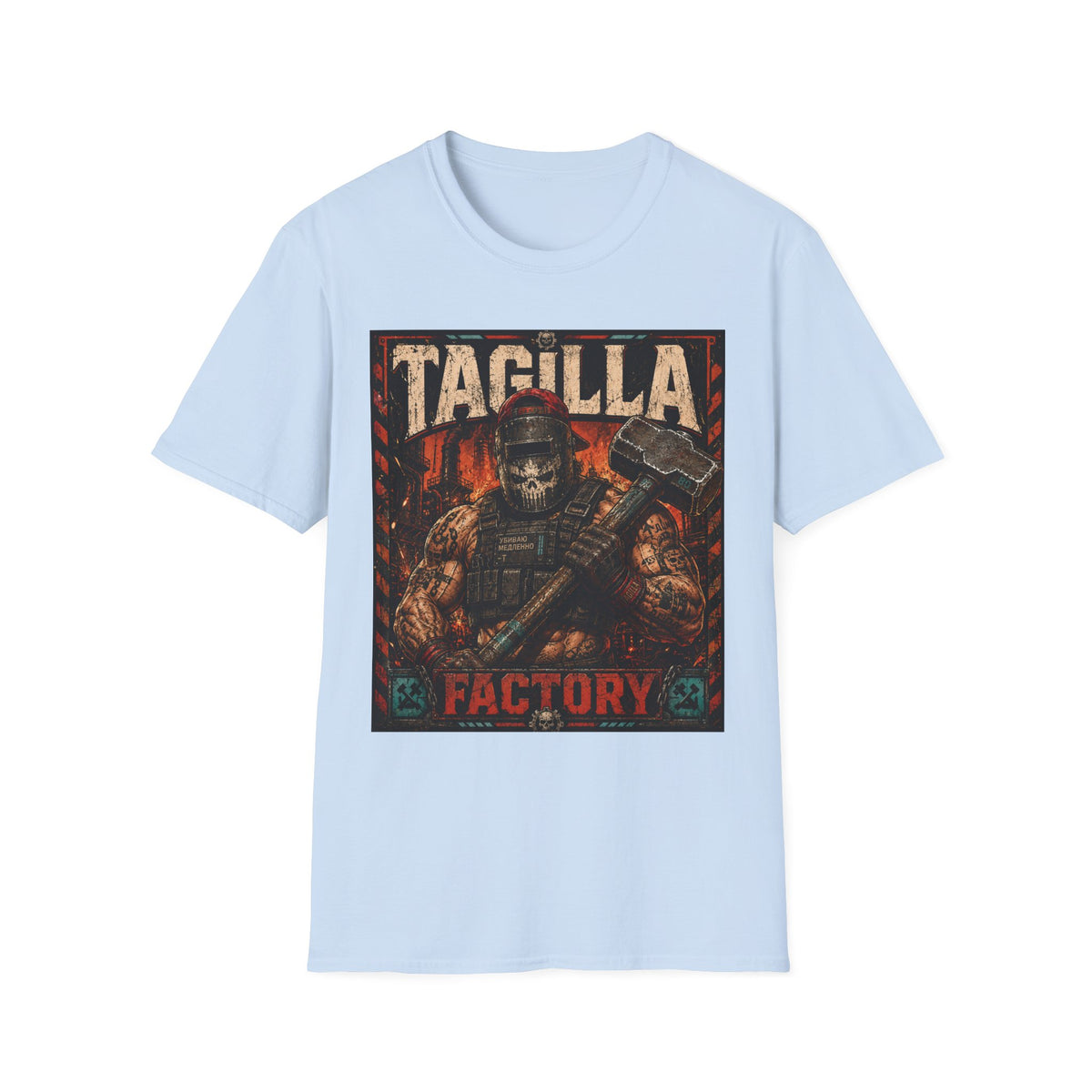 Tagilla Factory T-Shirt — Vintage Industrial Skull & Sledgehammer Graphic