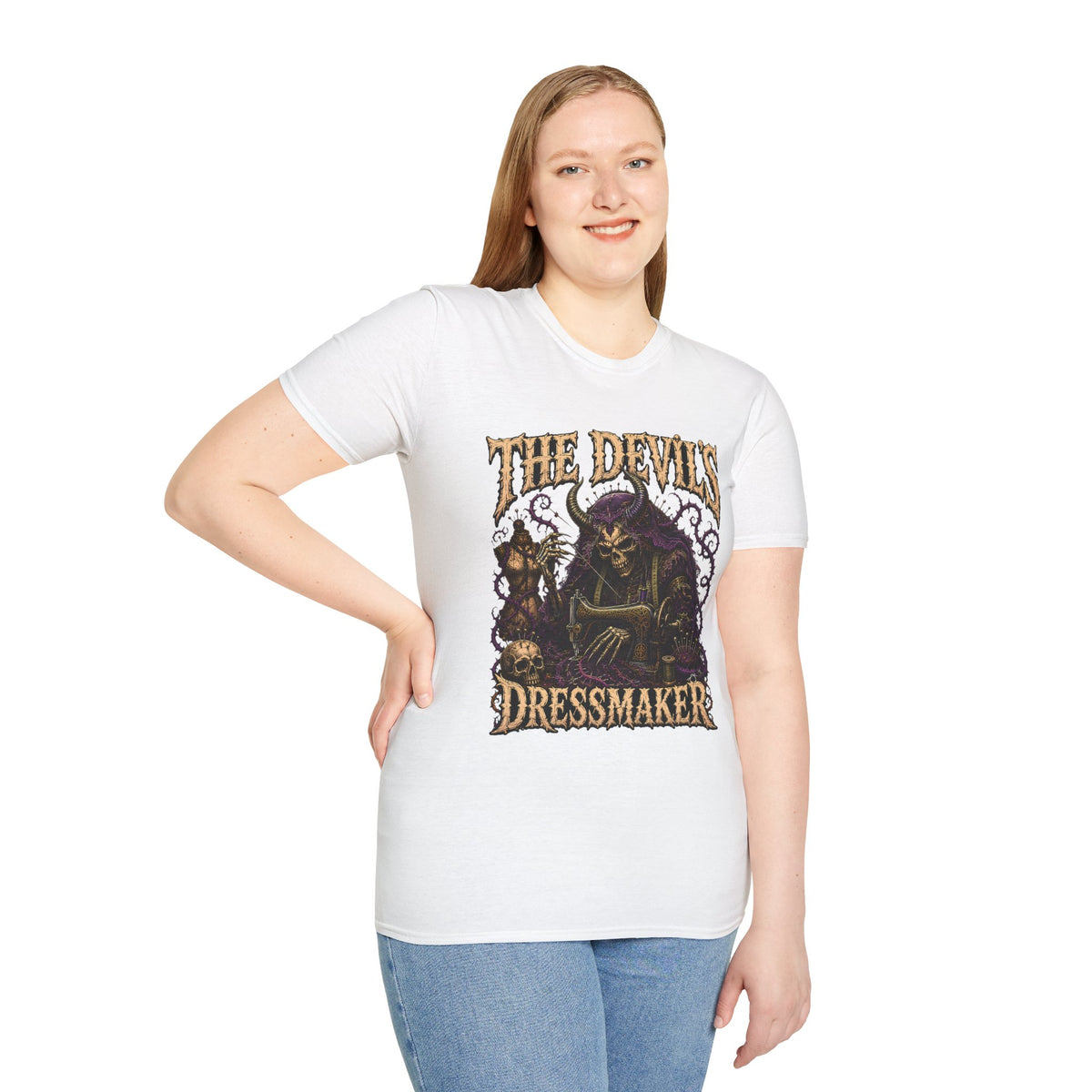 Devil’s Dressmaker Sowing Seamstress - Gothic Horror T-Shirt