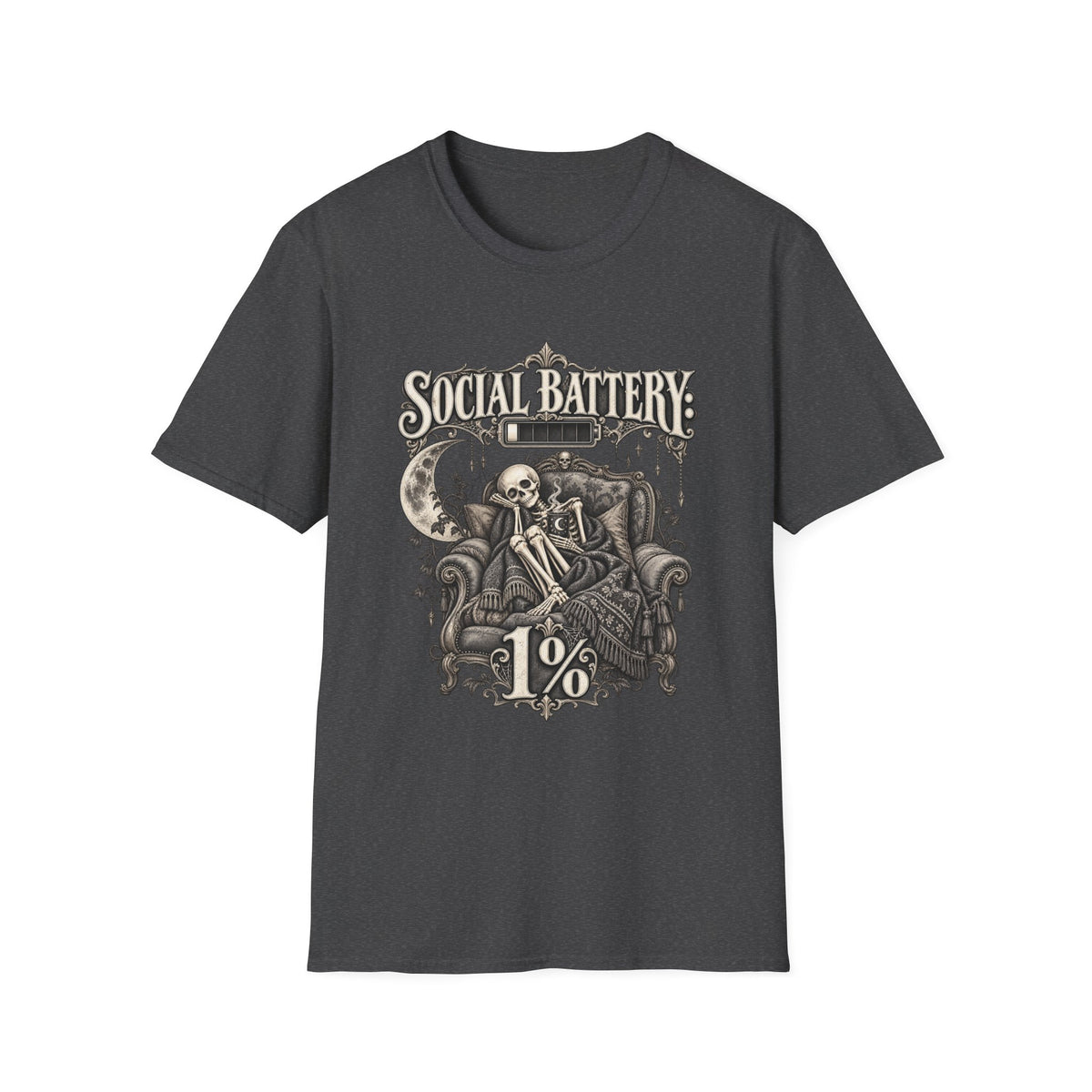 Social Battery 1% | Funny Introvert Skeleton Design