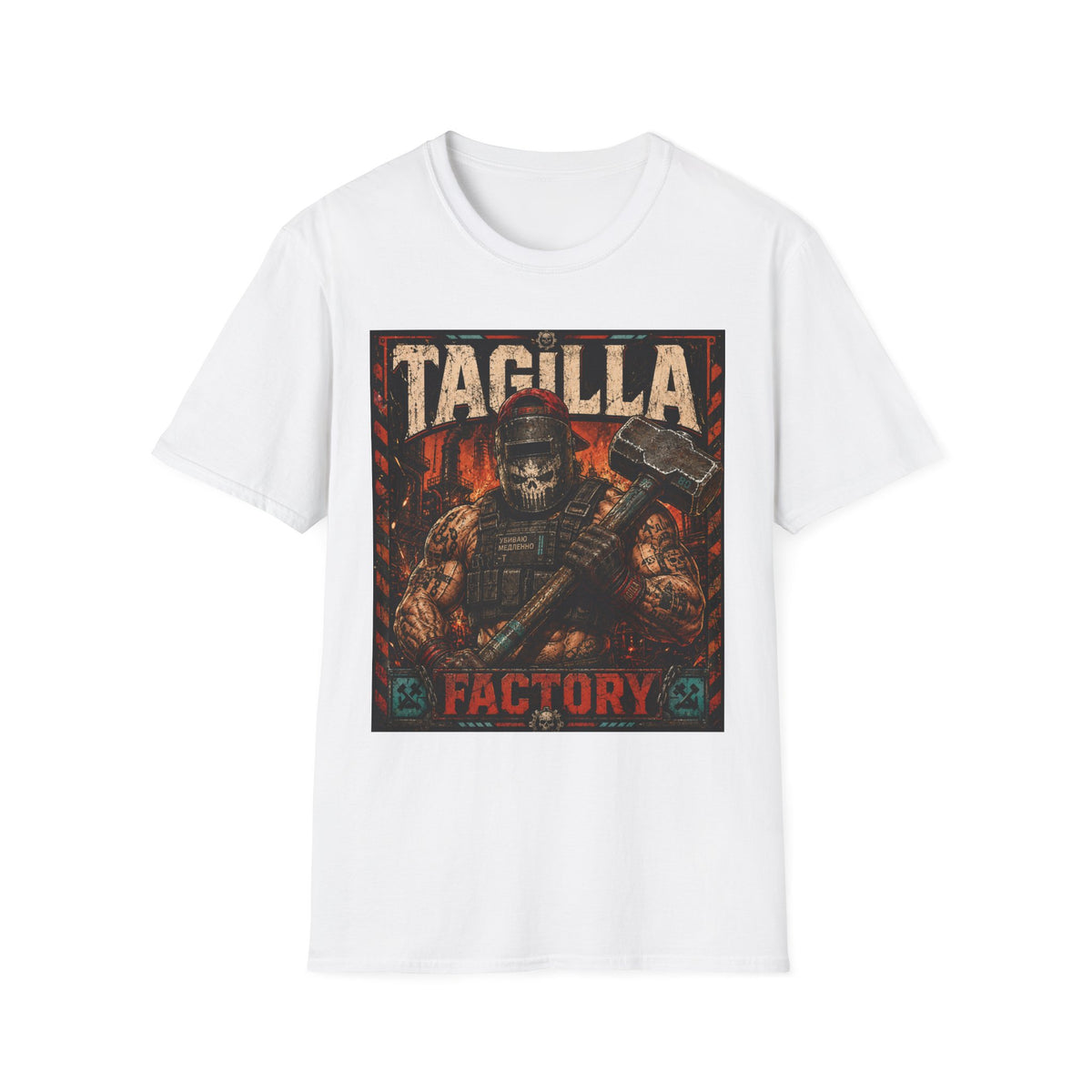 Tagilla Factory T-Shirt — Vintage Industrial Skull & Sledgehammer Graphic