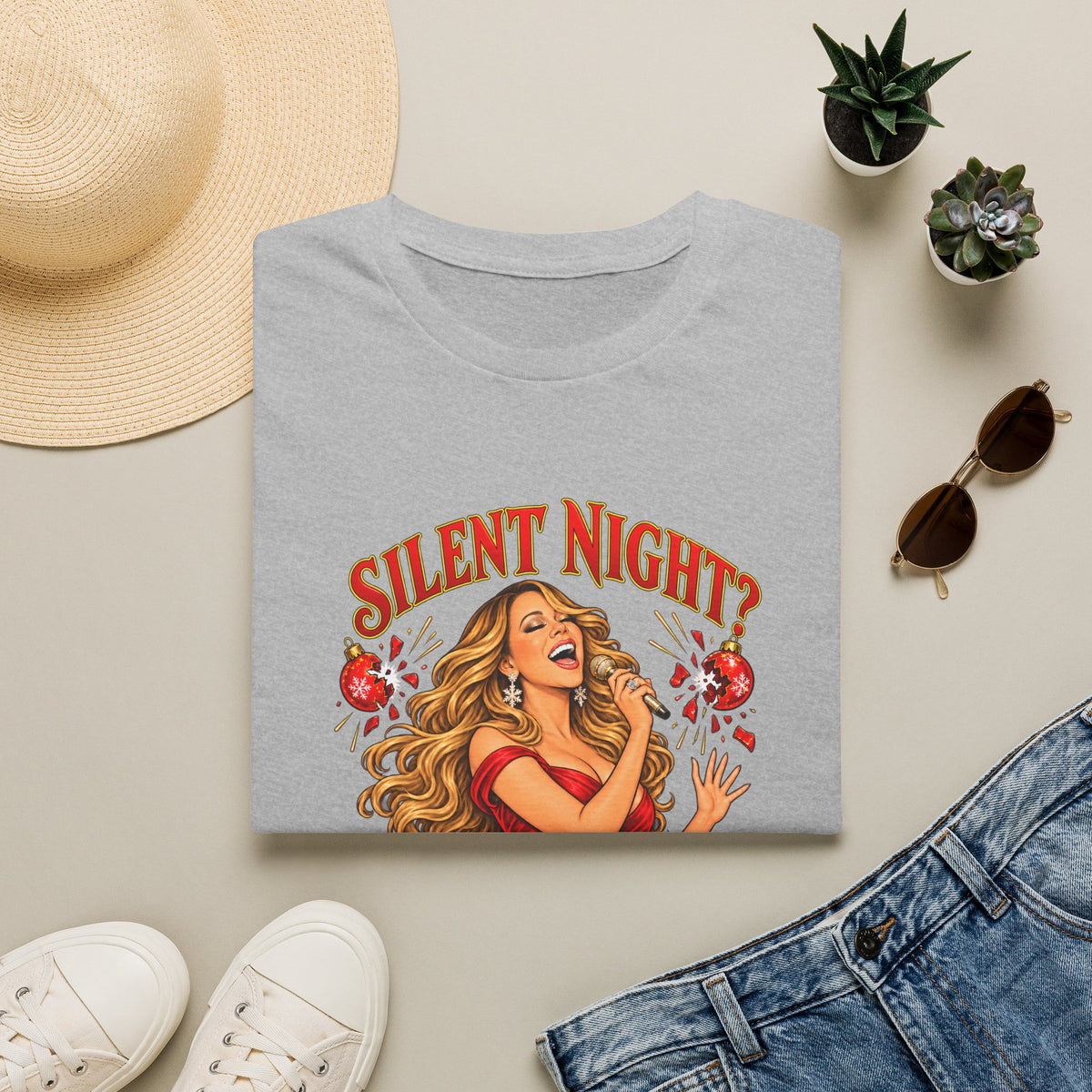Mariah Carey Christmas T-Shirt | Silent Night? Not With Mariah Retro Holiday Tee