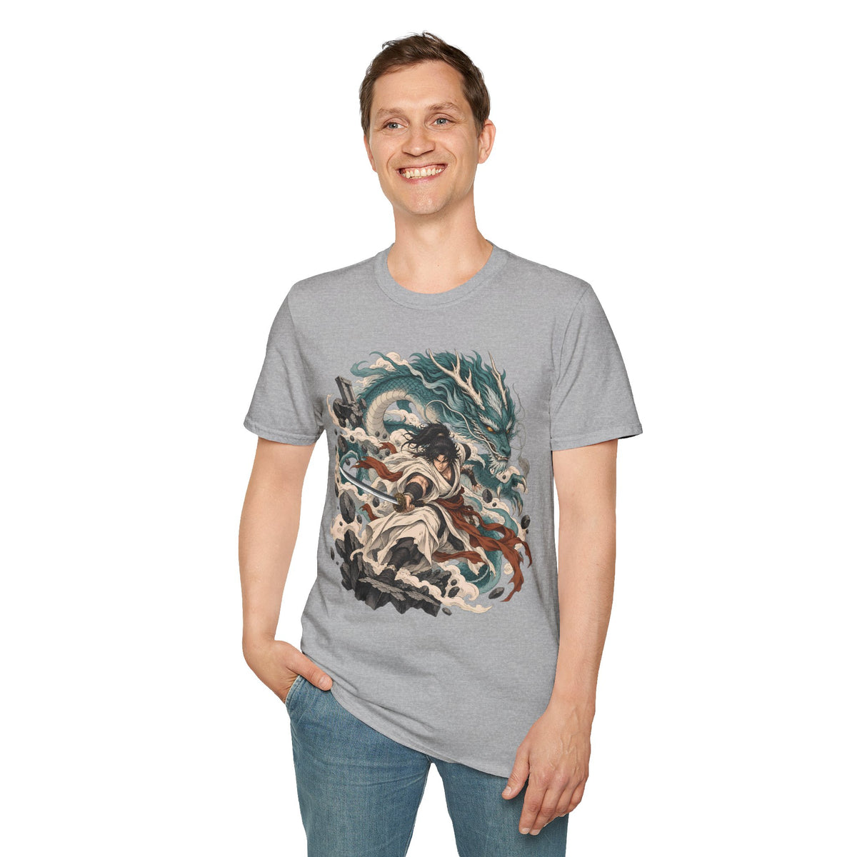 Mythic Dragon Warrior | Japanese Samurai and Serpent T Shirt