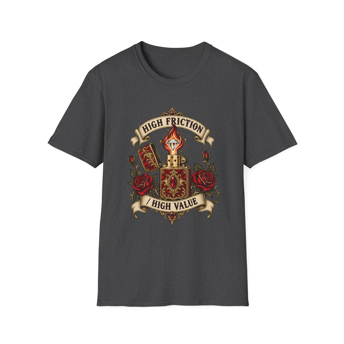 High Friction High Value | Vintage Tattoo Dice & Roses Graphic Tee