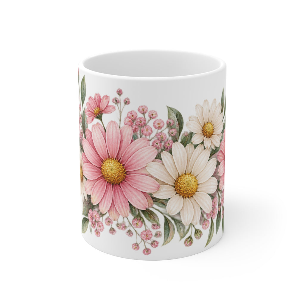 Pastel Pink Daisy Mug | Cute Floral Design