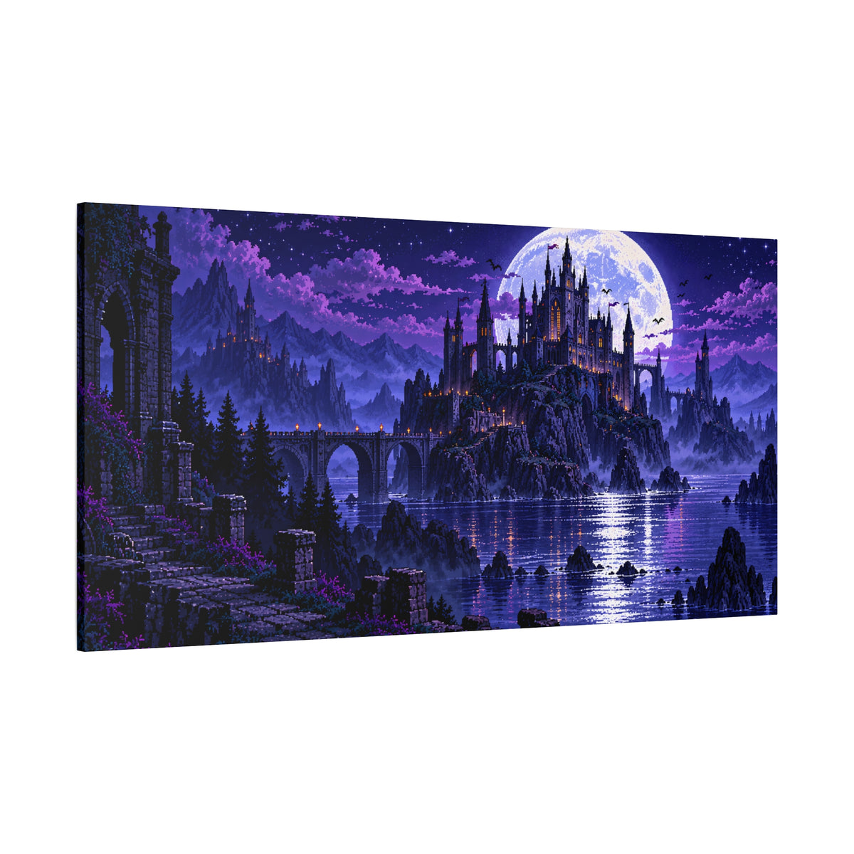 Gothic Castle Moonlight Fantasy Canvas Wall Art