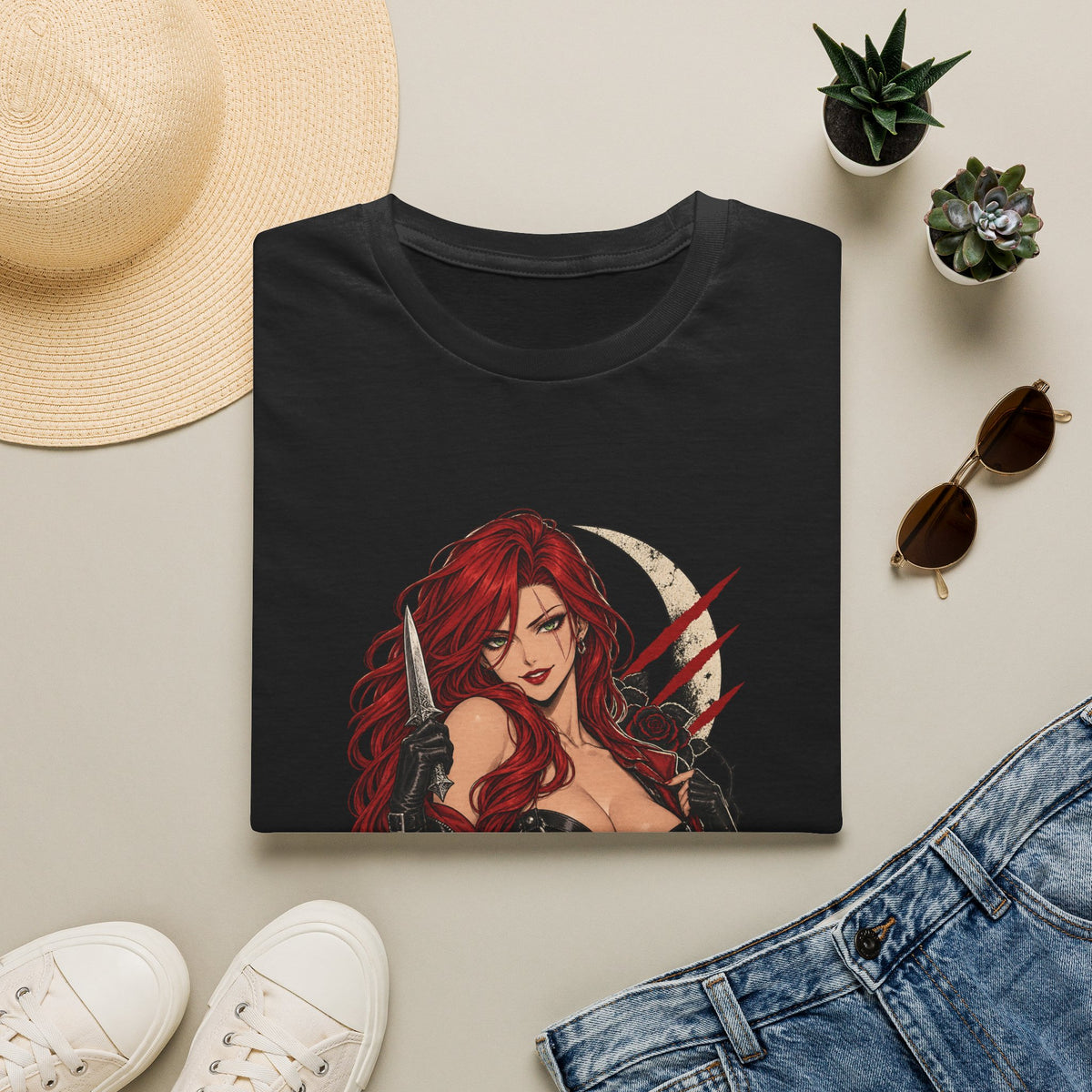 Katarina | League of Legends | Gothic Redhead Pin Up Assasin T-Shirt