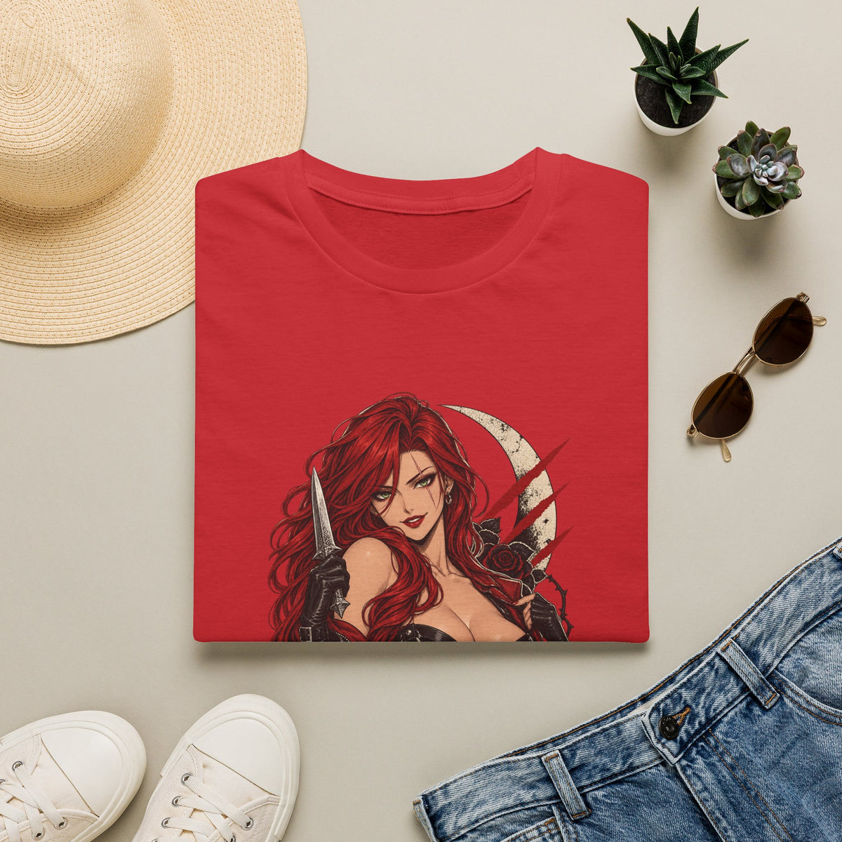 Katarina | League of Legends | Gothic Redhead Pin Up Assasin T-Shirt