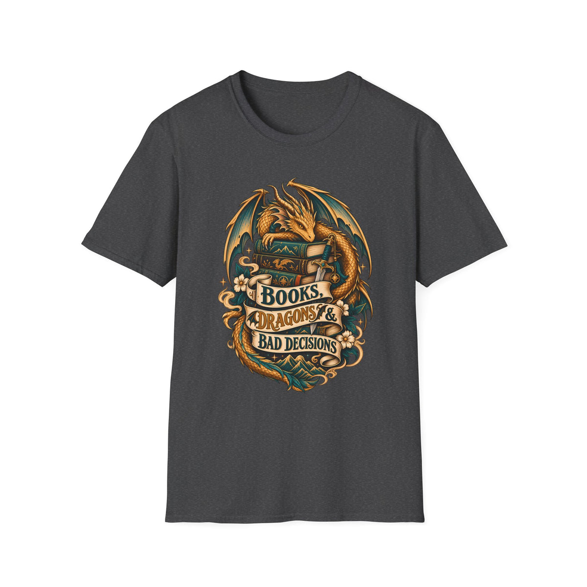 Books, Dragons & Bad Decisions | Fourth Wing Inspired Fantasy Reader T-Shirt