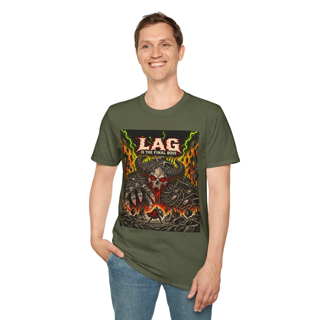 T-Shirt — "LAG Is The Final Boss" Retro Skull Gaming Tee