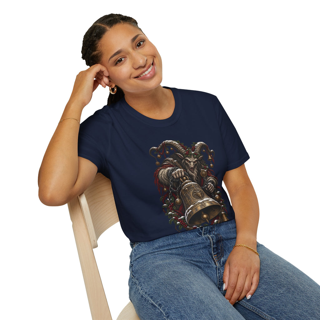 Krampus with Bell | Dark Christmas Demon T-Shirt