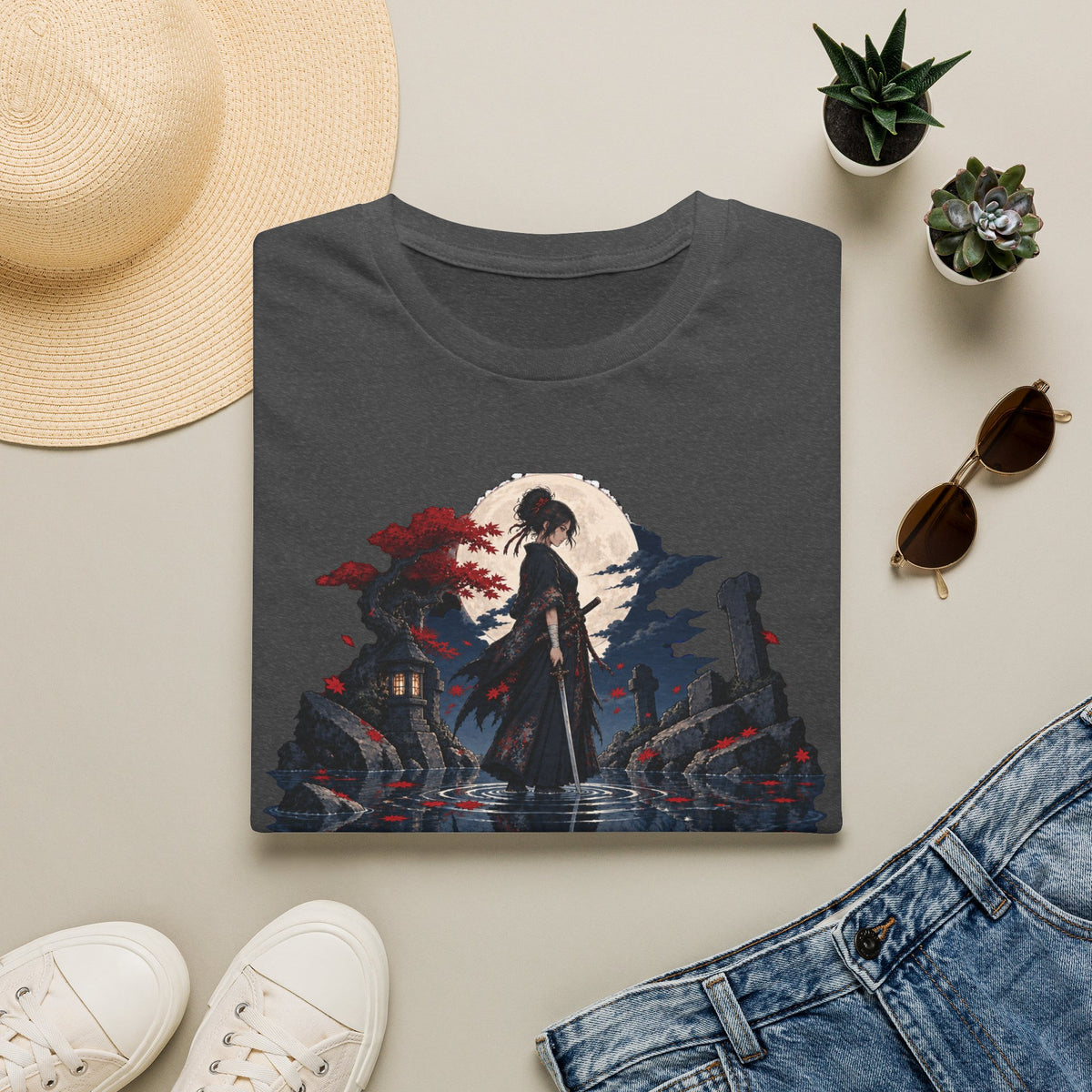 Reflection of a Monster | Moonlit Wolf Spirit T-Shirt | Samurai Silhouette Graphic Tee