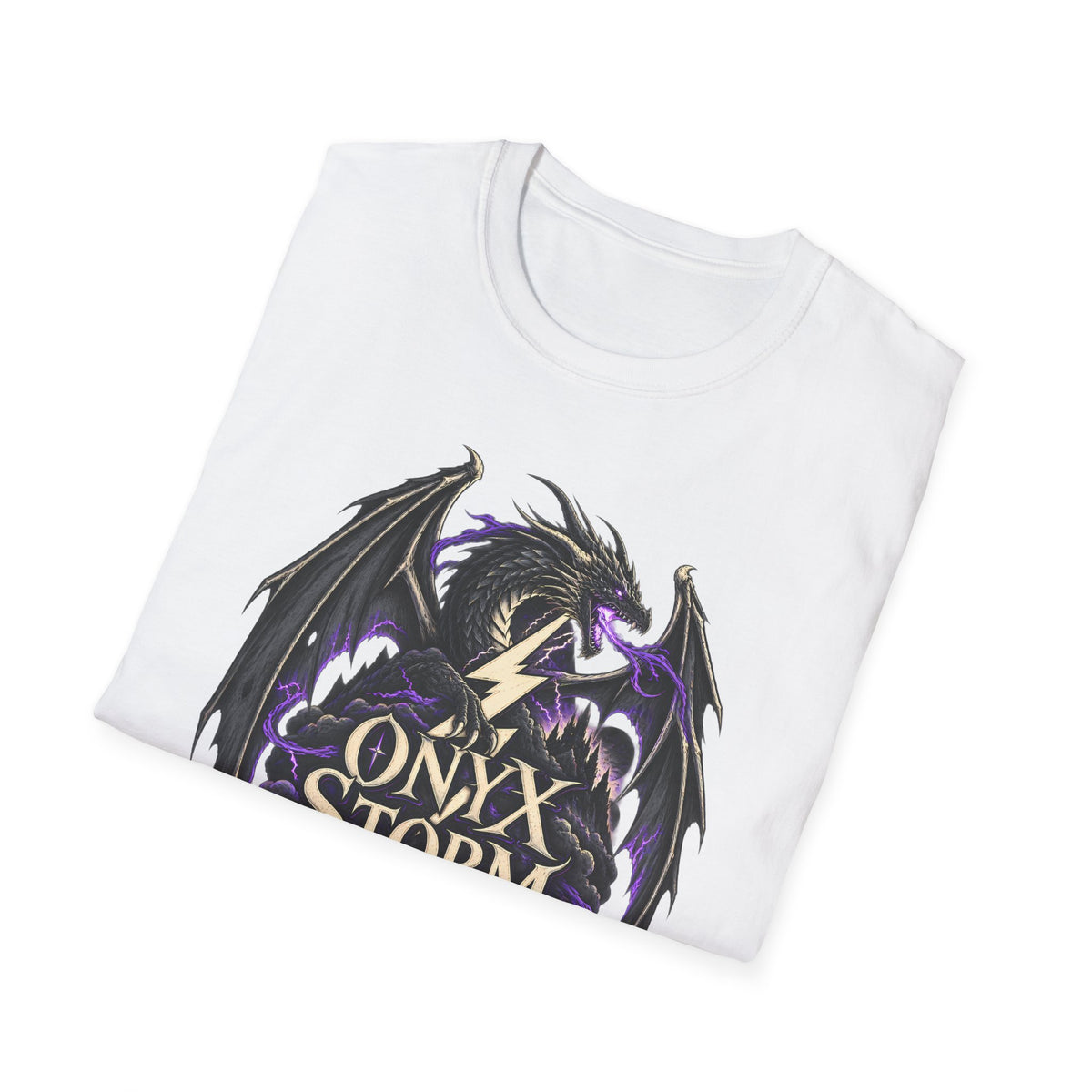 Onyx Storm Dragon T-Shirt | Book Inspired Gothic Lightning Fantasy Tee