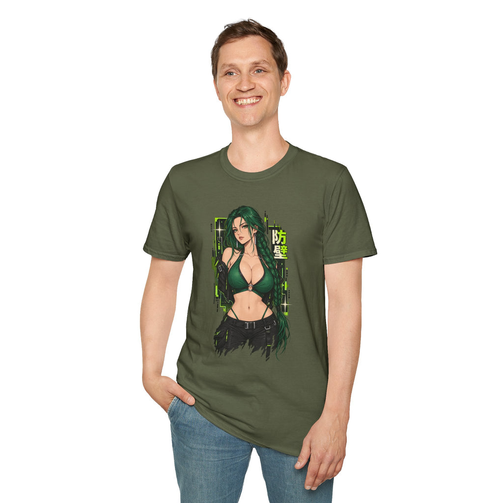 Jade | Anime Green-Haired Sexy Pin Up Girl Warrior Graphic Shirt