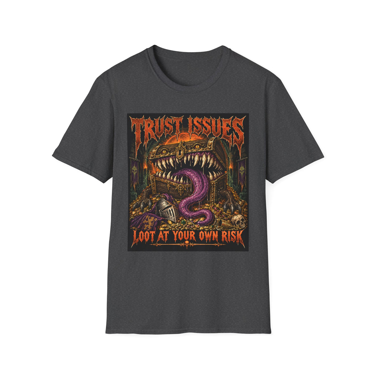 Trust Issues T-Shirt — Gothic Monster Graphic Tee ("Trust Issues" text)