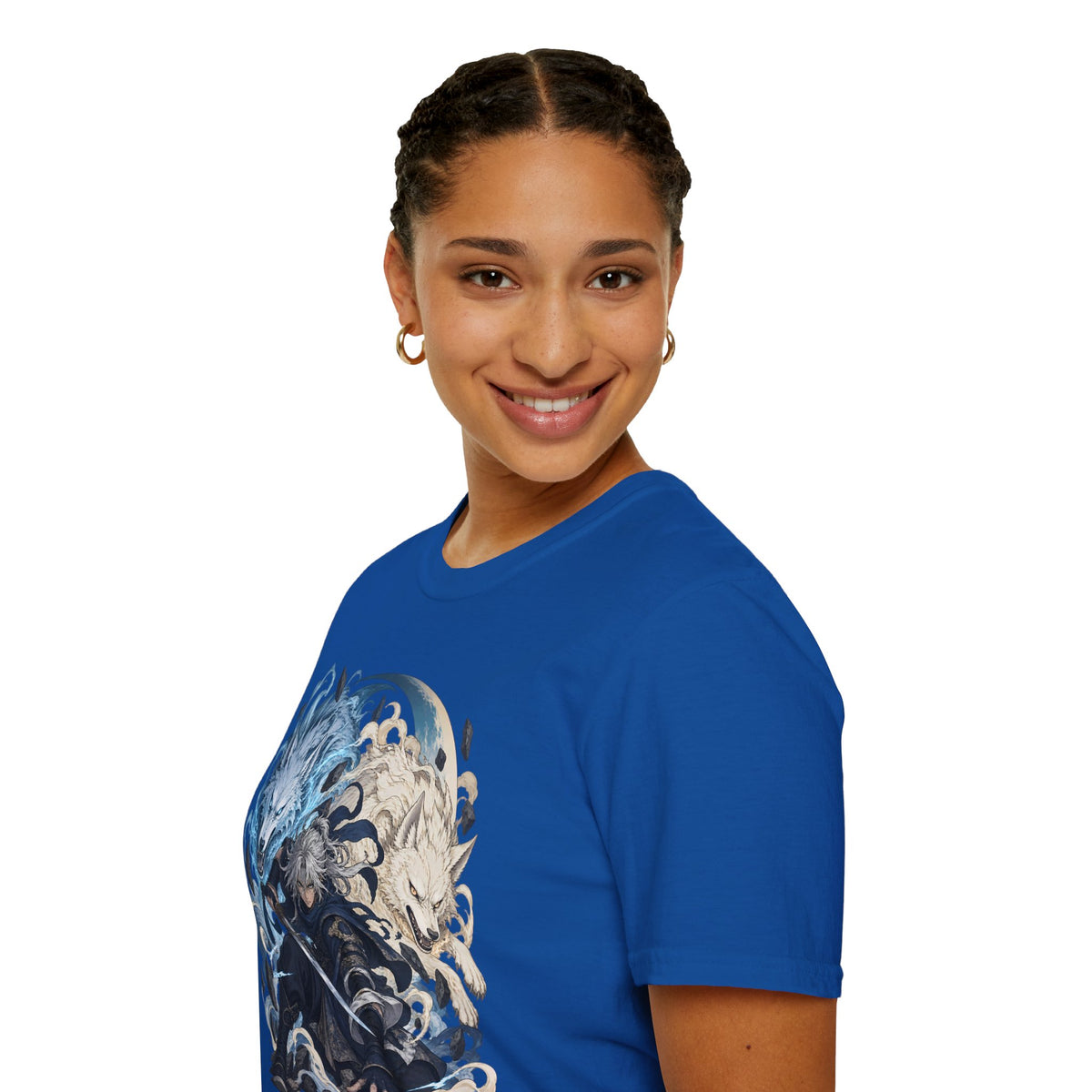 Wolf Spirit T-Shirt | Japanese Samurai | Yin Yang Blue & White Wolves Graphic Tee