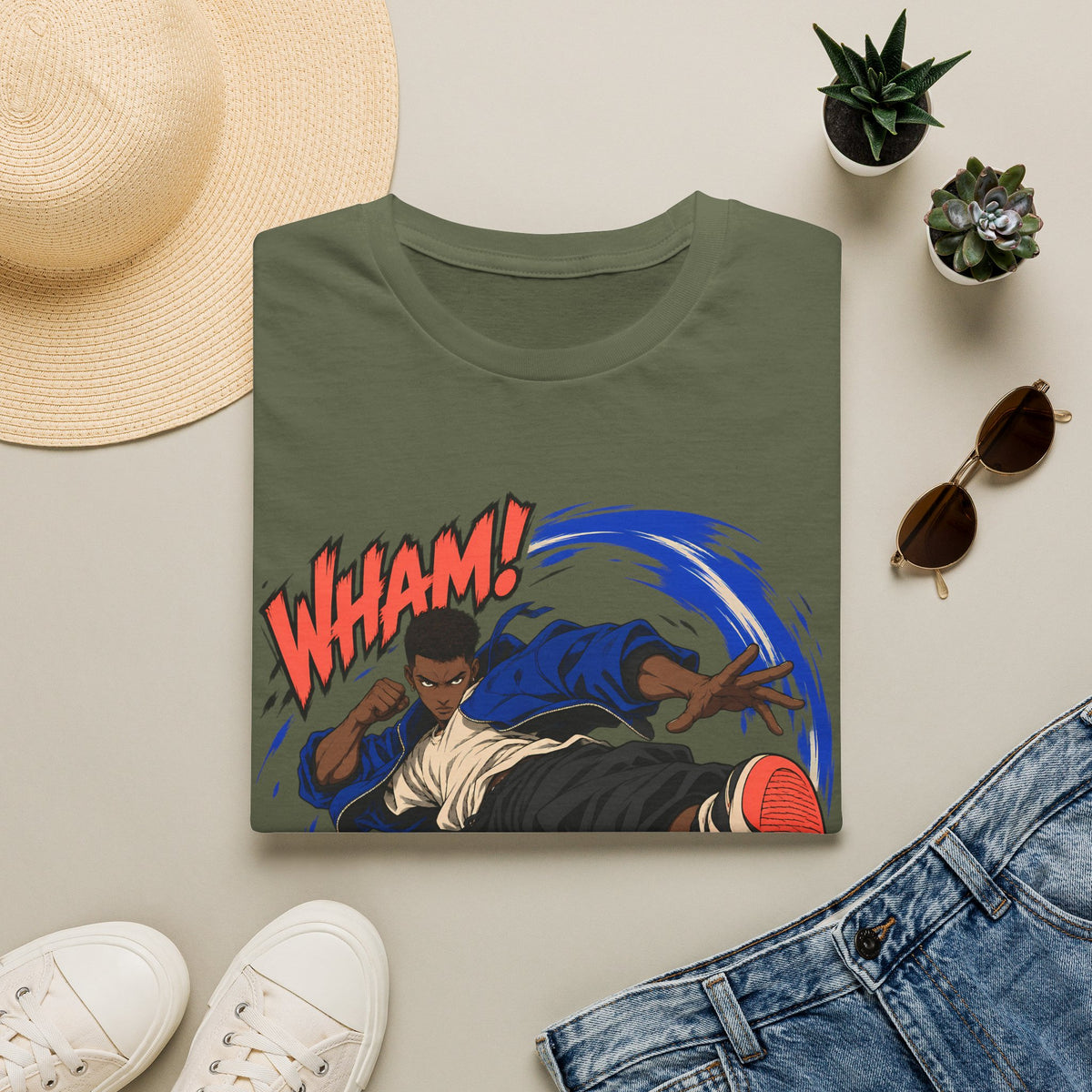 WHAM! | Anime Cartoon Ninja Kick Graphic T Shirt