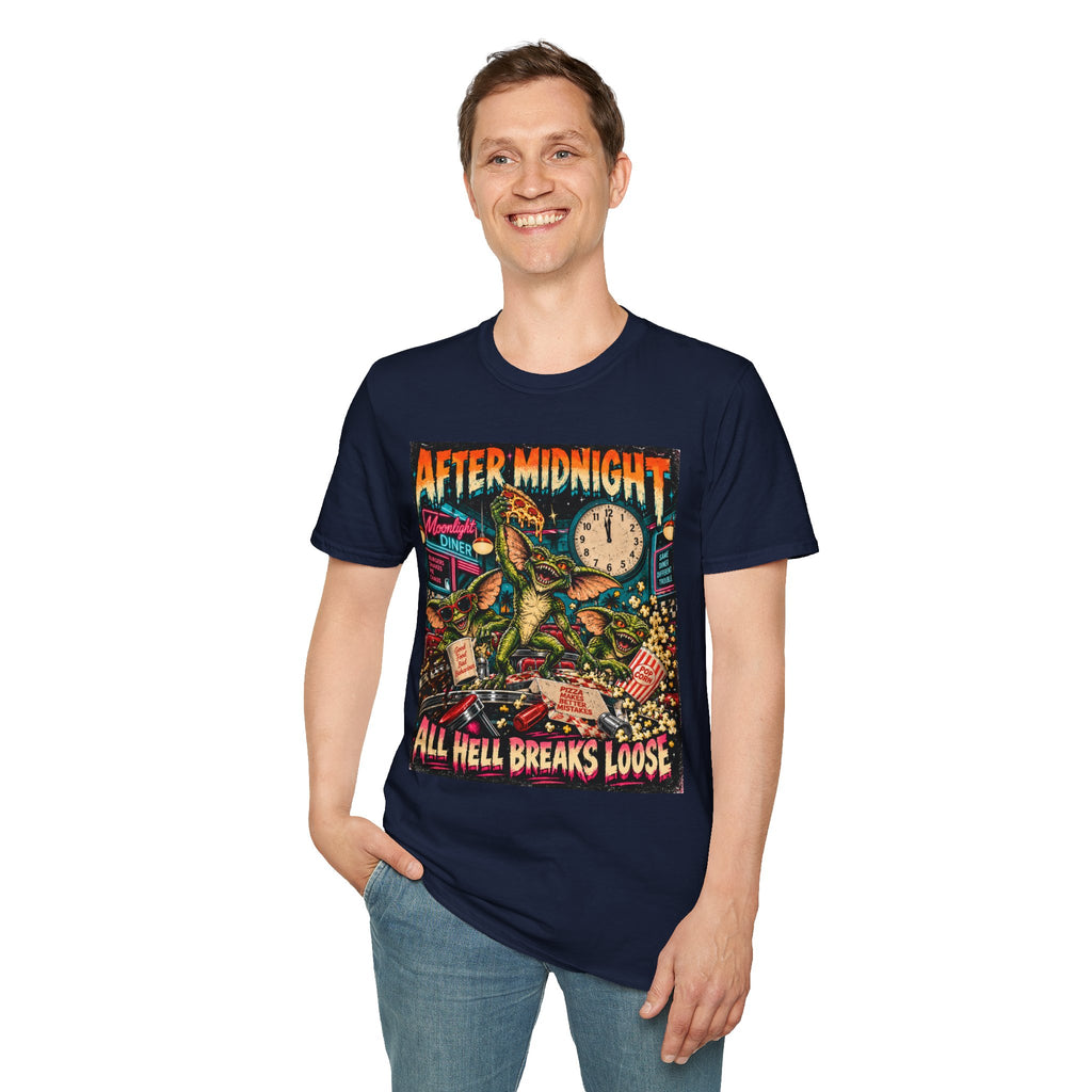 After Midnight Gremlin Tee — "All Hell Breaks Loose" Retro Horror T-Shirt