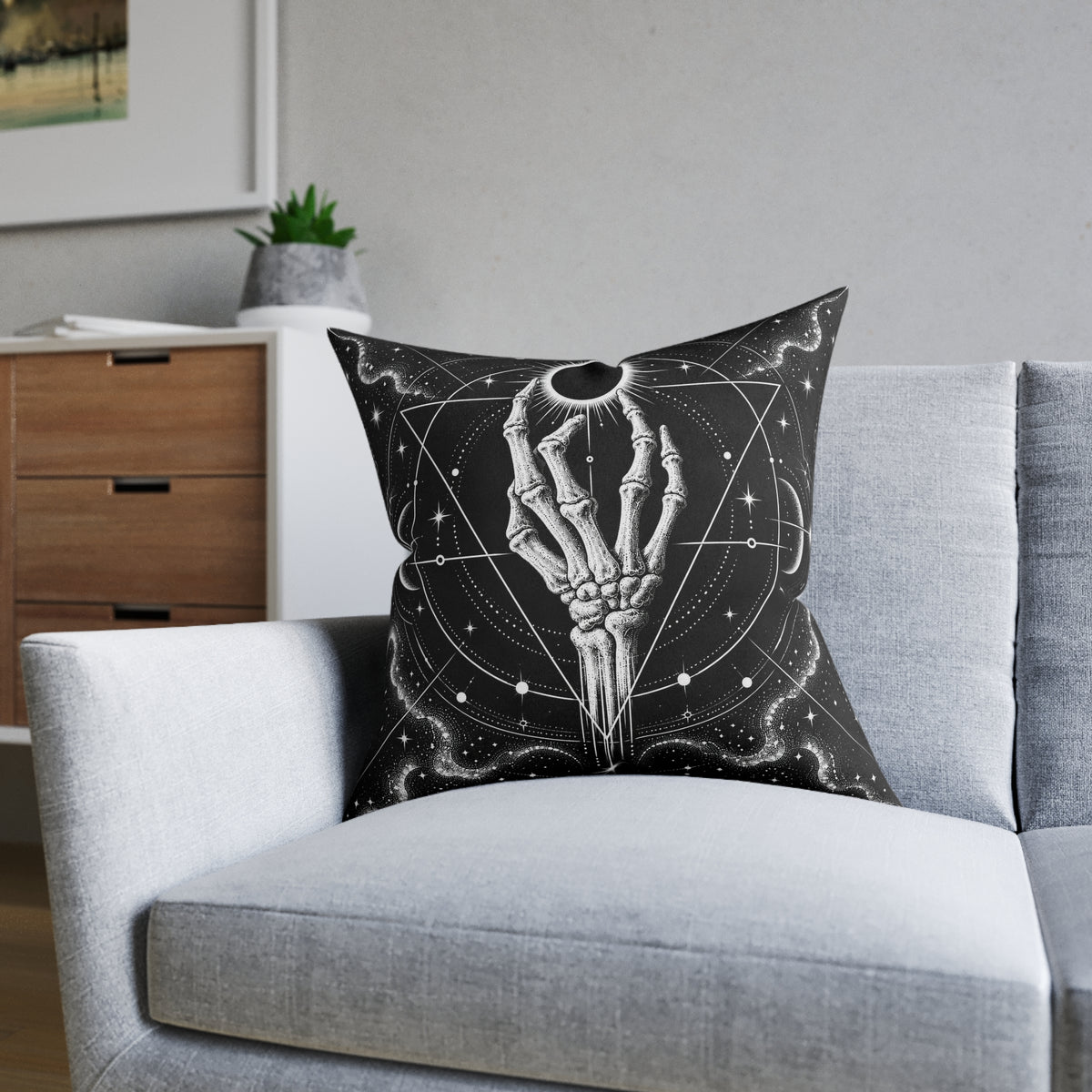 Skeleton Hand Gothic Eclipse Cushion | Decorative Sofa Pillow