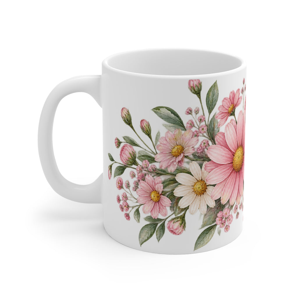 Pastel Pink Daisy Mug | Cute Floral Design