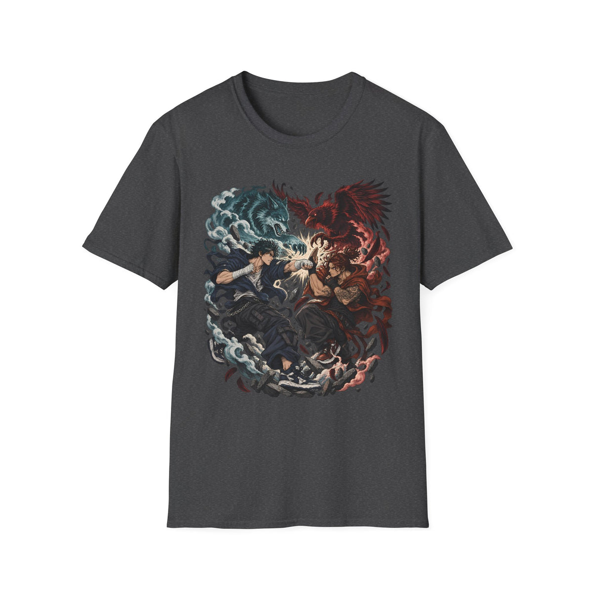 Yin Yang | Wolf Demon vs Phoenix | Japanese Anime Ninja T Shirt