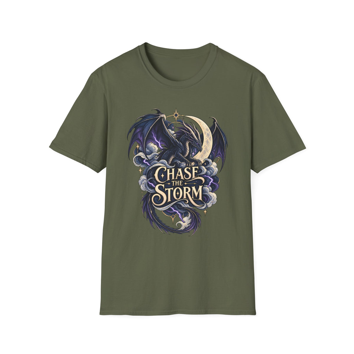 Chase the Storm | Onyx Storm | Fantasy Moon & Dragon T-Shirt